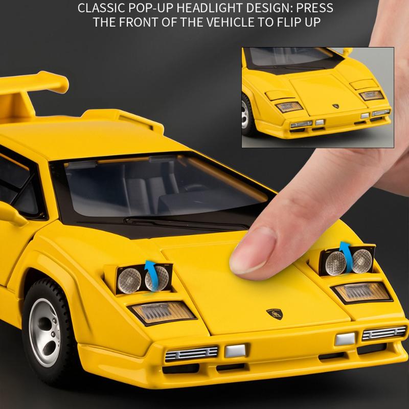 1:32 Countach LP500S Supercar Spielzeugauto Modell Rad Lenkung Geräusch und Licht Kinderspielzeug Sammlerstücke Geburtstagsgeschenke