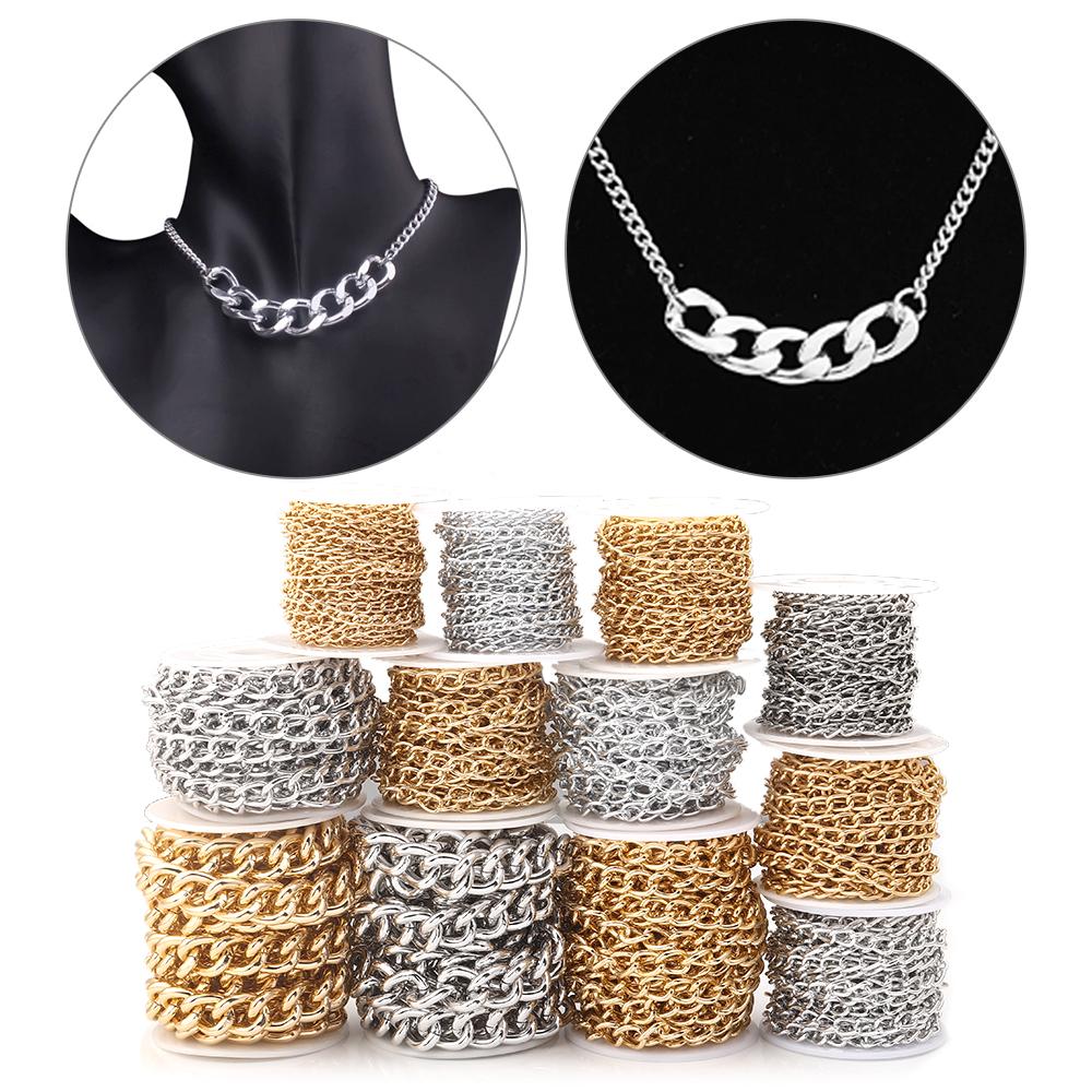 2-5 Yards/Rolle Aluminiumketten Verdrehte Ketten Großhandels Gliederkette Für DIY Armband Halskette Kette Schmuckherstellung Zubehör