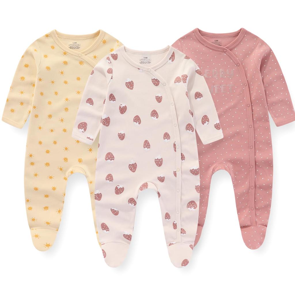 MAMIMAKA Newborn Long with Perfect for Fall and Perfect As a Baby Suitable for All Ages Months Pajamas, Cotton, Sleeve, Open-Front, Feet, Winter,