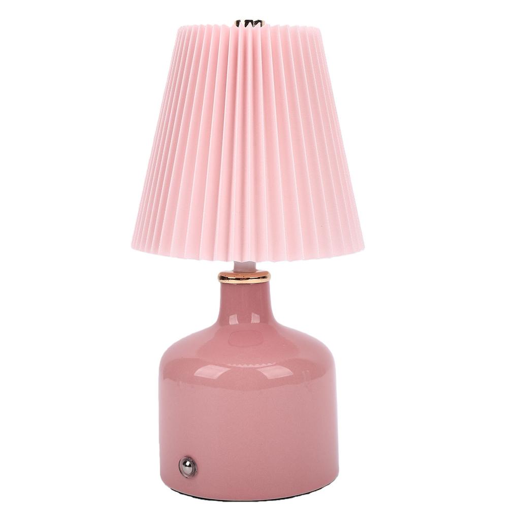 Pleated Desk Lamp Rechargeable Vintage Night Light for Bedside Table Nightstand 3 Color Temperatures
