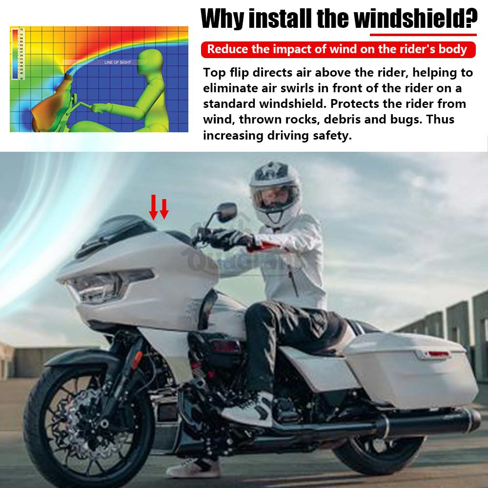 For Harley Road Glide CVO/SE FLTRXSE CVO ST FLTRXSTSE Motorcycle 12" Fairing Windscreen Windshield Smoke Wind Deflector Spoiler