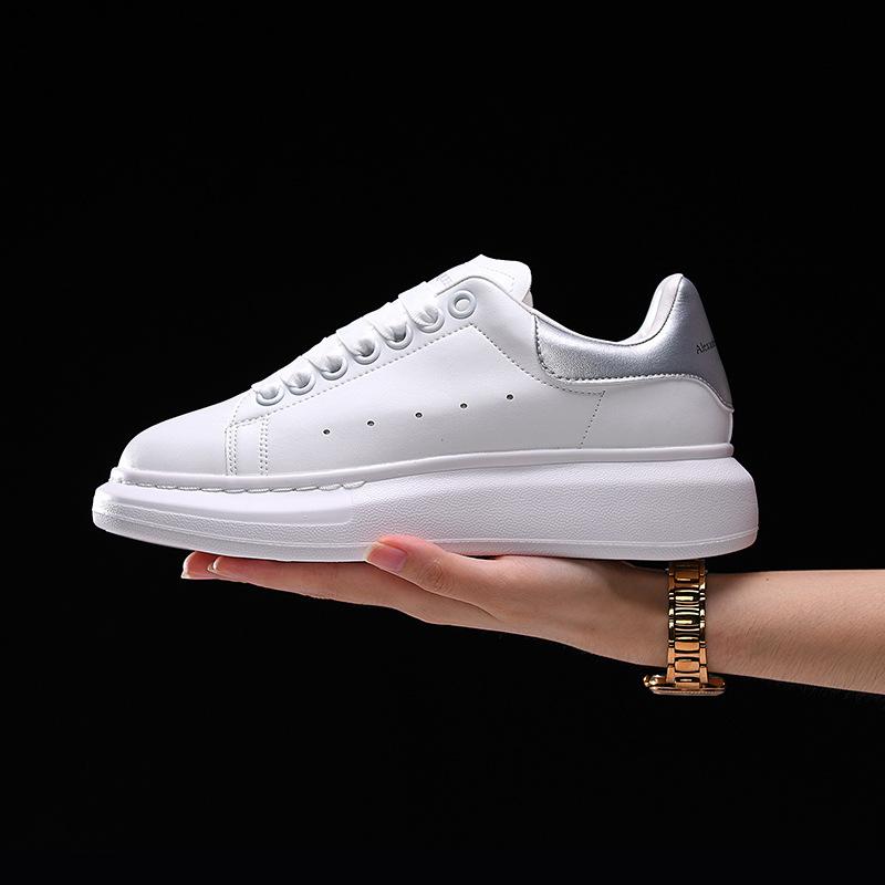 McQueen Little White Shoes Men's and Women's Summer New Leather Platform Leather Little White Shoes Men's Casual Sports Shoes Men's