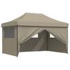Vidaxl Pop-Up Party Tent with 4 Walls, Taupe
