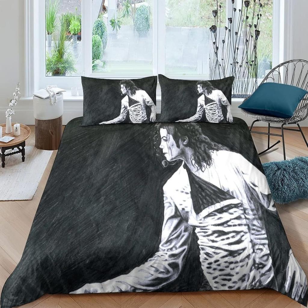 Michael Jackson Duvet Cover Pillowcase Bedding Set Adult Boy Girl Bedroom Decoration Children Gift Single Double Size