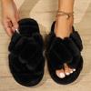 Fashion Women's Open Toe Slippers Fuzzy Fluffy House Slipper 2025 Autumn Winter Women Furry Slides Outdoor Soft Plush Faux Fur Shoes