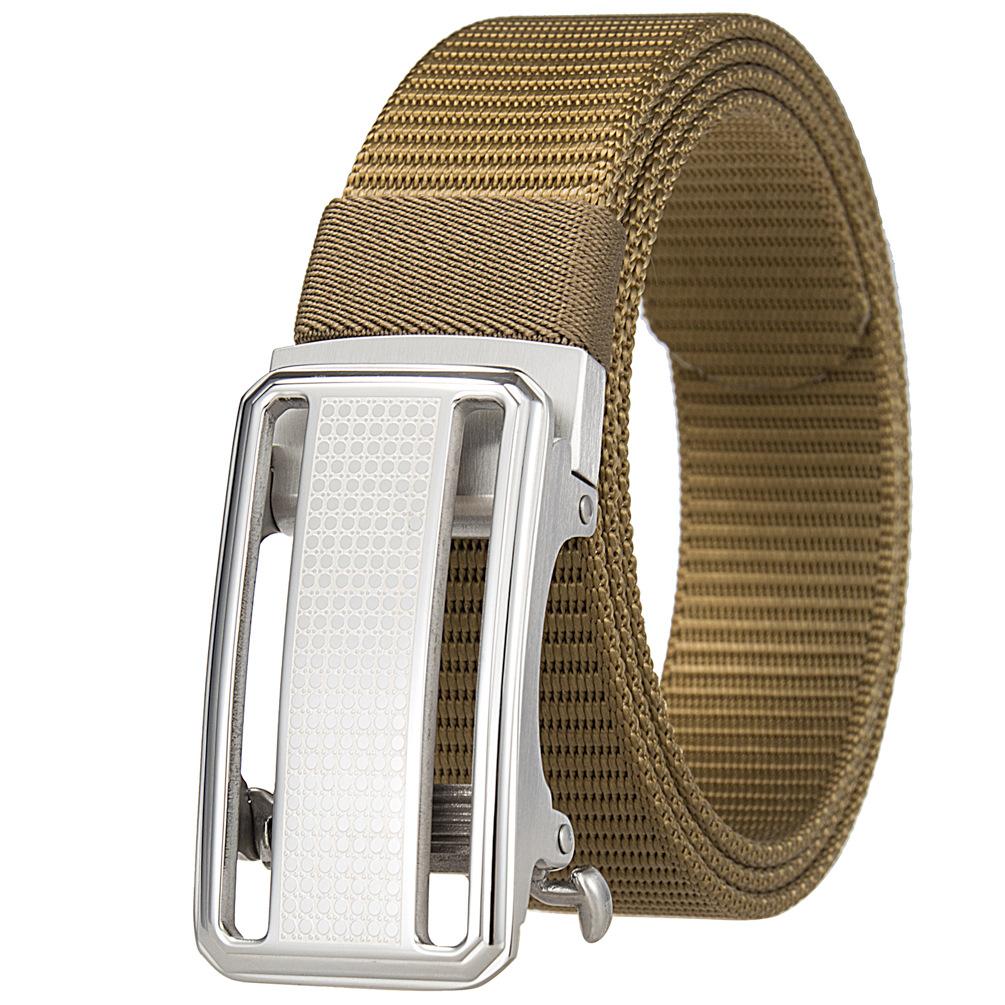 1Pcs Fashion Nylon Braided Belt Men, Button Head Front Switch Toothless Stainless Steel Buckle 3.5Cmly36-61931-3