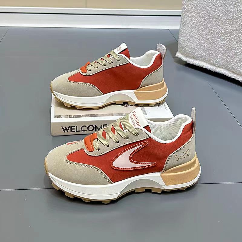 Couple Men Women Chunky Sneaker Running Shoes Fashion Casual Leather Fabric Breathable Height Increased Platform Sports Shoes