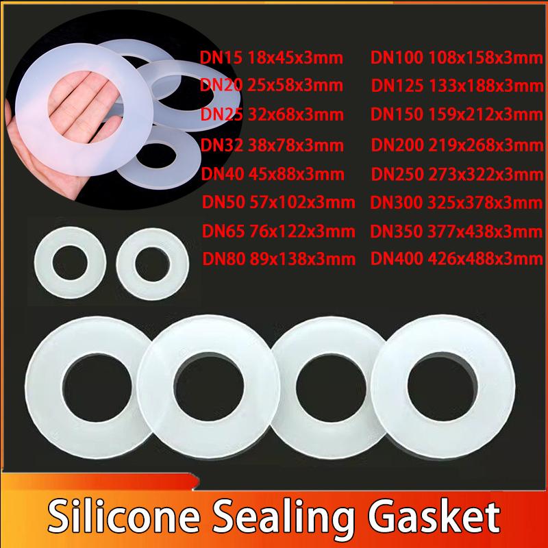 

1/10pcs T:1/1.5/2/3mm Silicone Rubber Flat Gaskets White Silicon O Rings Seal Washers Sealing Ring DN40 45x88x3 1pcs
