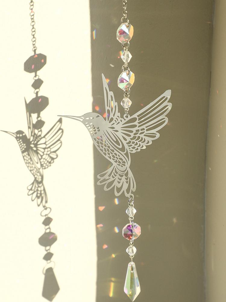 

Серебряный цвет Птица Кристалл Suncatcher Подвесное украшение Радуга Maker Декор для комнаты Ловушка света Декор для комнаты Эстетический подарок для девушки