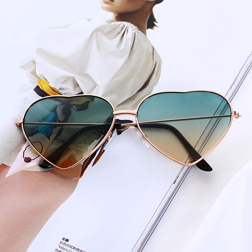 Hjerteformede solbriller Dame Metallramme Reflekterende glass Solbeskyttelse Solbriller Herre Speil De Sol Mote Sjåfør