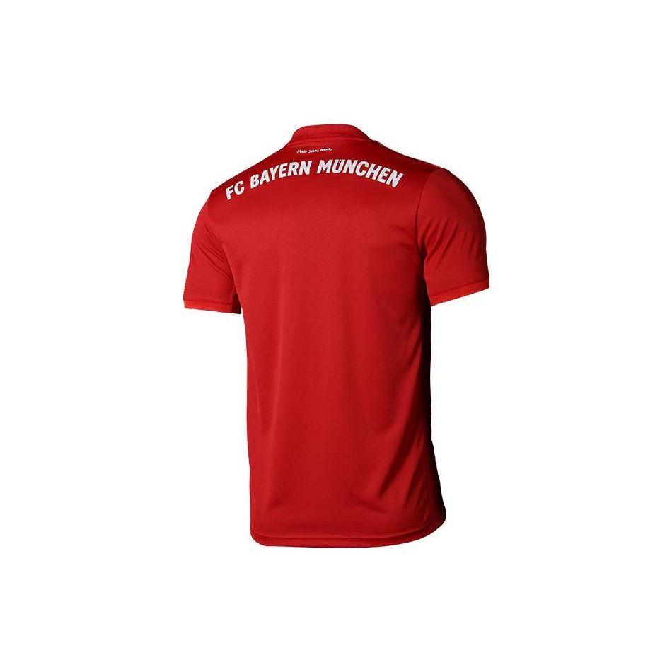 adidas FC Bayern Munich 2019-2020 Season Home Jersey Fan Edition With Team Crest & Letter Logo Short Sleeve Soccer Tops Men Red DW7410