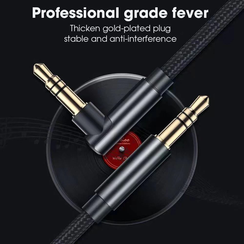 0.5/1/2/3 Meters Ultra Long 3.5mm Aux Audio Cable Right Angle Male to Male Auxiliary Jack HiFi Cord For Car Phone HeadphonesGood product