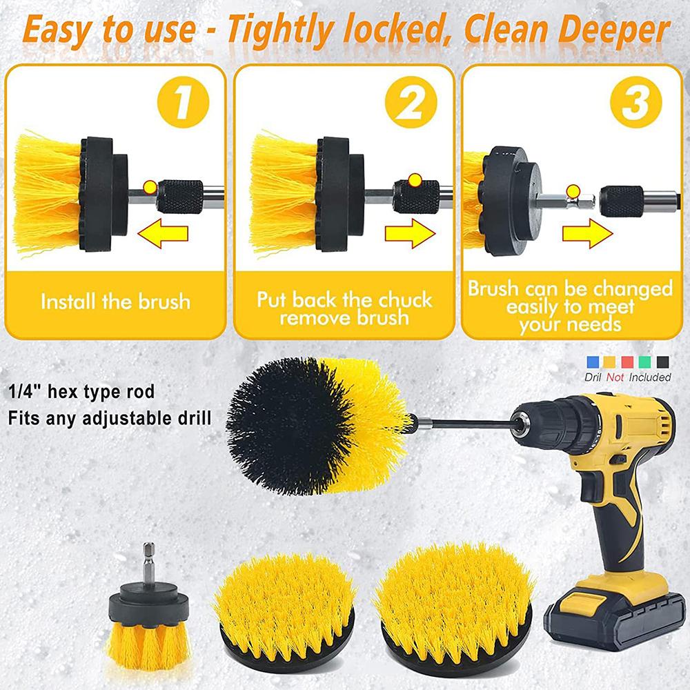 2/3.5/4/5'' Drill Brush Kit Electric Scrubber Brush for Cleaning Bathroom Bathtub Cleaning Brush Scrub Drill Cleaning Kit