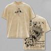 Frieren Beyond Journey's End Printed Tee Men Women Washed Cotton T-shirts Manga Vintage T Shirt Harajuku Short Sleeve Tshirt
