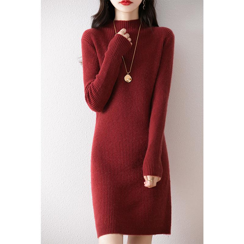 Sukienka damska z kaszmiru Qinghe kaszmir 30% kaszmir 70% wełna jesienno-zimowa spódnica z kaszmiru miękka i ciepła