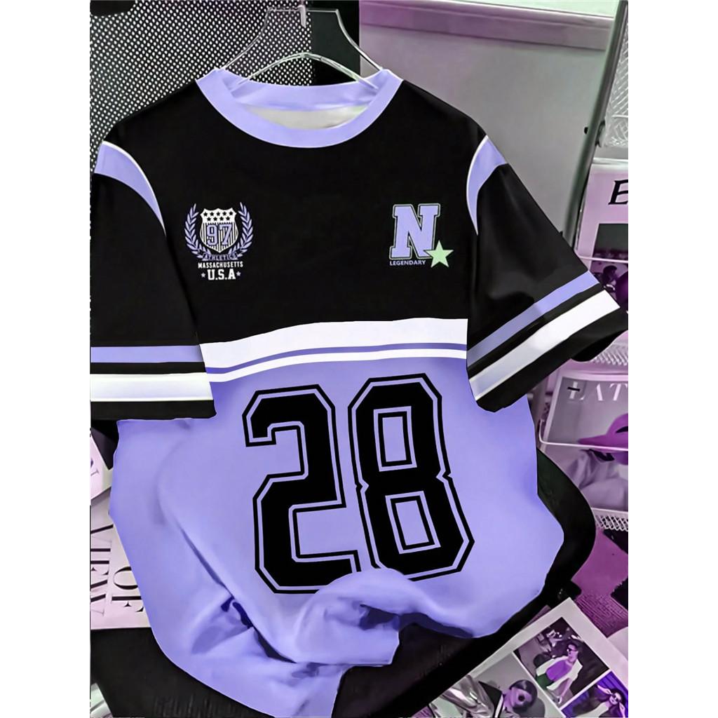 Women's Crew Neck Printed T-Shirt - Crew Neck Casual Top - A Versatile Casual T-shirt Suitable for All Seasons.