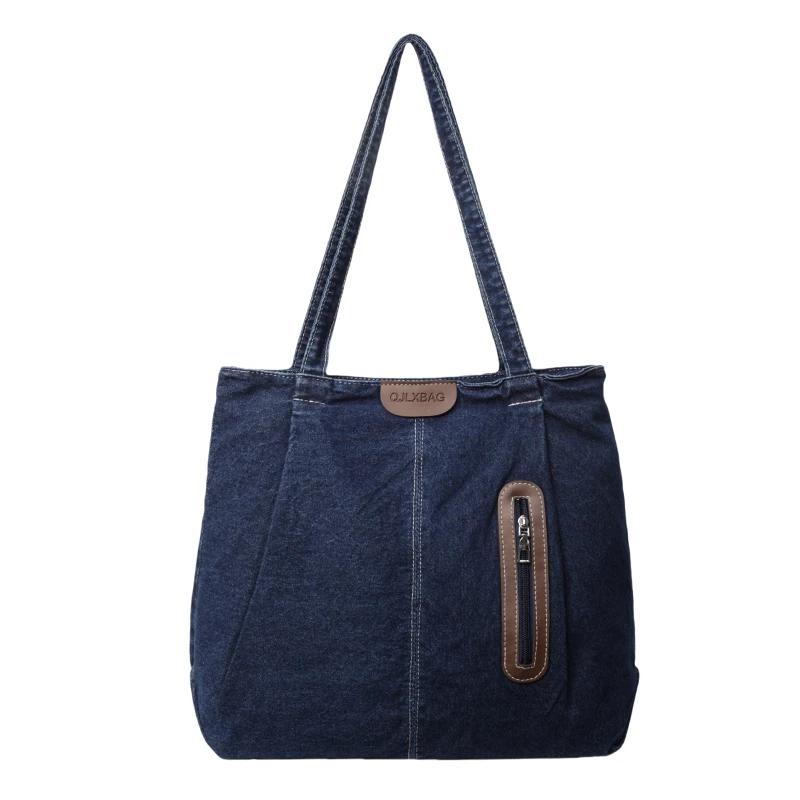 Solid Color Zipper Cowboy Bag Casual Simple Tote High Quality Soft Large Capacity Western Style