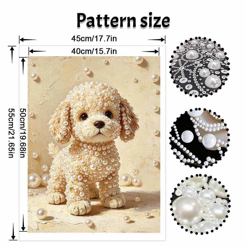 Gespanntes Rahmen Perlenkunst-Set Niedliches Hunde-Muster DIY Funkelnde Perlenleinwand Entspannendes Hobby Geschenk für Bastelliebhaber Perfekter Dekorationsartikel