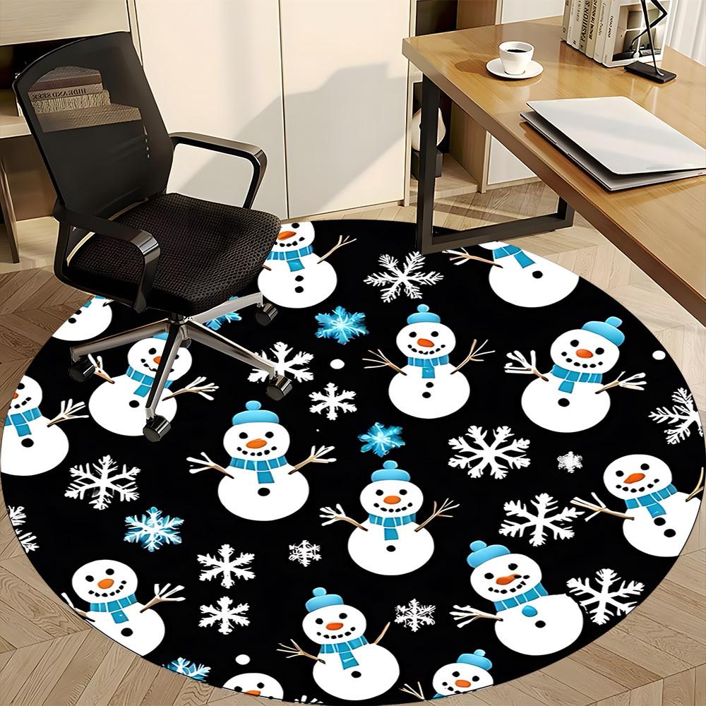 1pc Snowman-patterned Chair Carpet for Office Non-Slip, Machine Washable Rug for Office, Room - Holiday Decor, Machine Made yy251016182