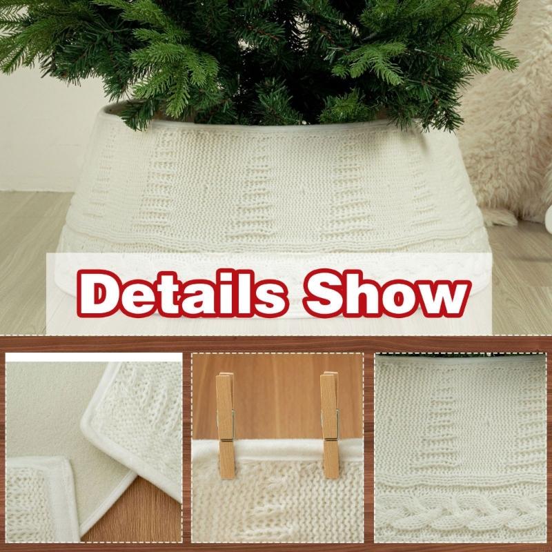

Elegant White Fabric Tree Skirt Sturdy Non Slip Base Reusable Festive Decor Simple Assembly Perfect For Modern Holiday Themes China Mainland