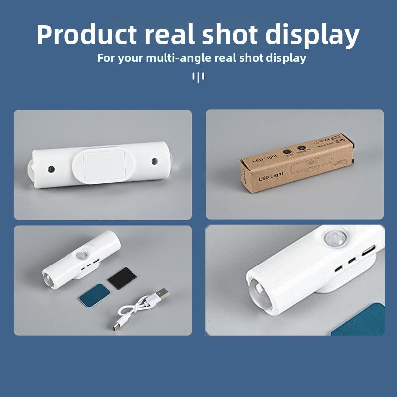 RGB Motion Sensor LED Night Light Double Head Rechargeable Magnetic Wall Lamp for Stair Hallway Cabinet Closet Wardrobe