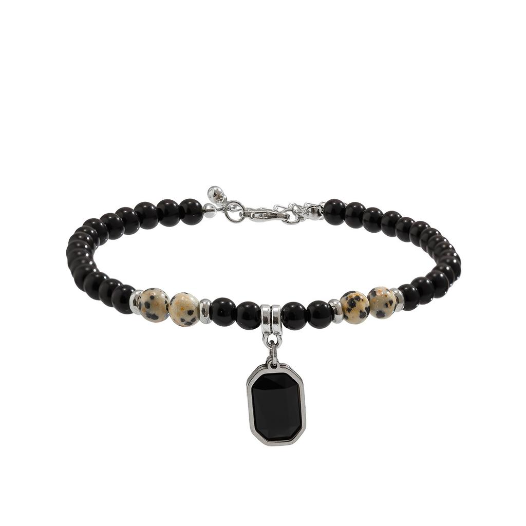 Tobillera de Cuentas Negras Para Hombre, Nicho Hip-Hop de Alta Gama Minimalista Accesorios de Playa de Verano