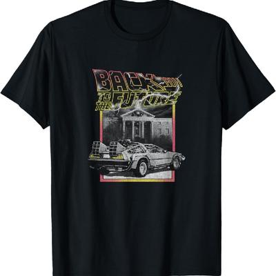 Back To The Future DeLorean Distressed Poster T-Shirt