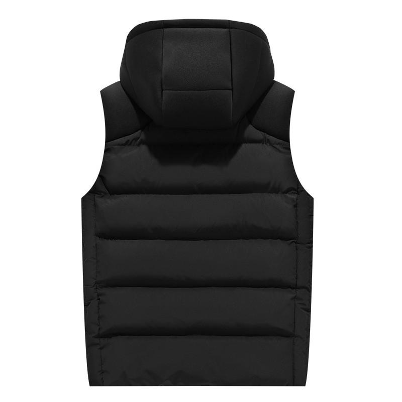 Mens Thick Cotton Vest With Hood Warm Padded Sleeveless Jacket Winter Daily Wear