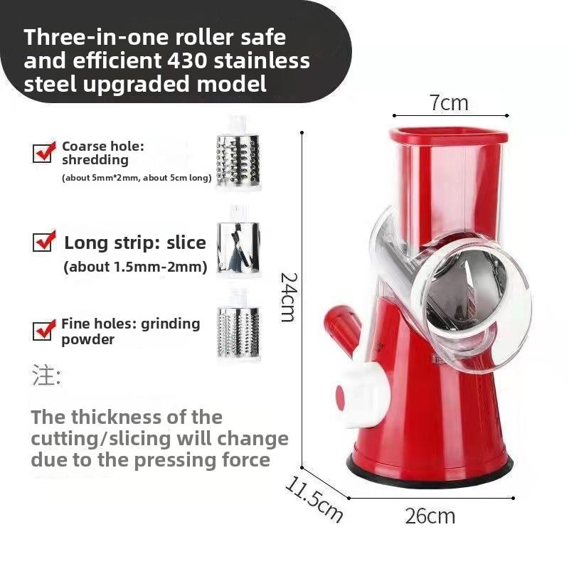 Multifunctional vegetable cutter hand-cranked rotate grater three-in-one roller vegetable cutter vertical four-in-one slicer красный