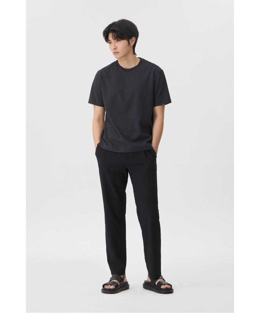Brenwood [Very Comfortable] Seersack Round Neck T-Shirt Brtam26951Gyx
