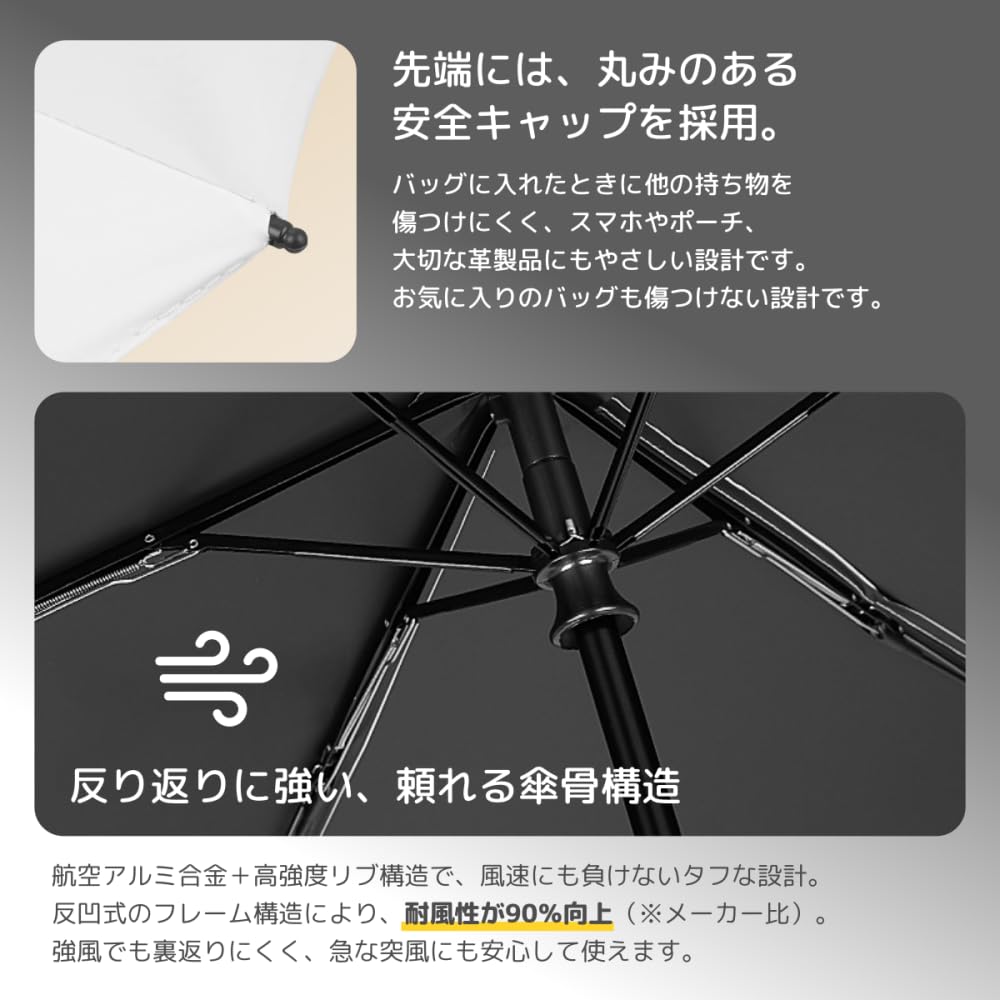 BELLA BEAUTE Folding Sun Automatic Available in 2 Large UV Heat and Light 6 Reinforced Slim Water Compact Storage Umbrella, Umbrella, Open/Close,