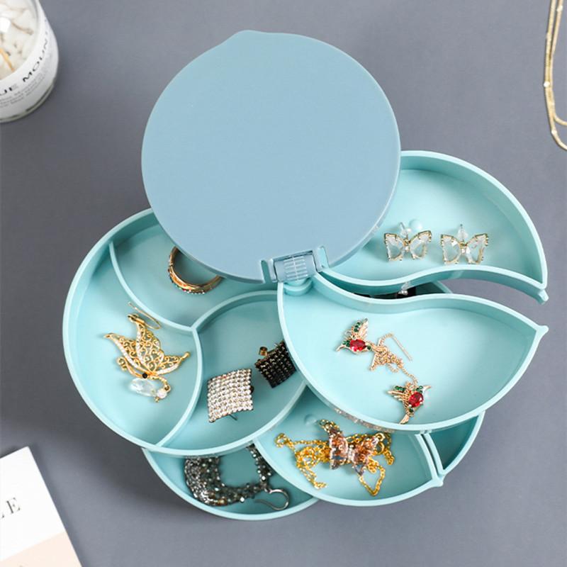 Jewelry Organizer Display Box 360° Rotatable Jewelry Box Portable Jewelry Case Necklace Earrings Ring Bracelet Storage Box Case