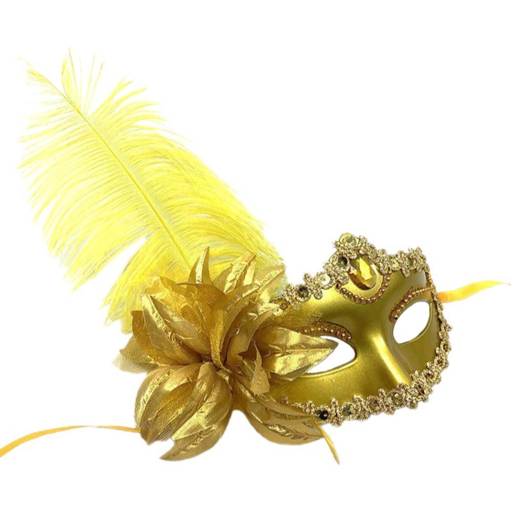 Rhinestone Decoration Masquerade Mask Feather Party Mask Venetian Mask  Dance Party