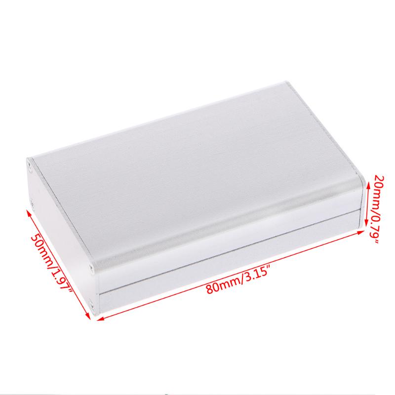 Silver Color Aluminum PCB Instrument Box Enclosure Electronic Project Case 80x50x20mm Aluminum Box with Screws