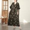 DIMANAF New 2026 Women Plus Size Spring Summer Beach Vintage Long Dress Floral Print Loose Oversize Maxi