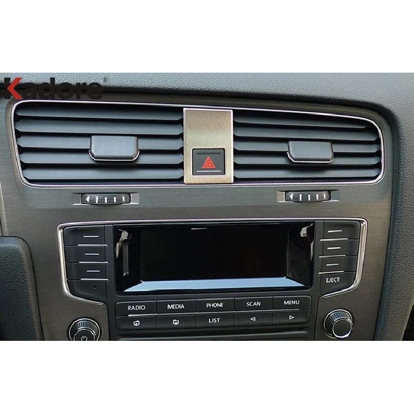 For Volkswagen VW Golf 7 2013-2016 2017 2018 Steel Car Double Flash Light Emergency Light Button Cover Trim Interior Accessories