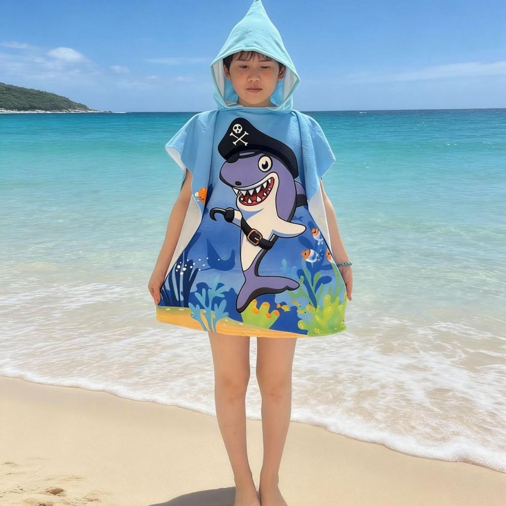 Kinder Mikrofaser Badeponcho mit Kapuze - Schnelltrocknend & Saugfähig