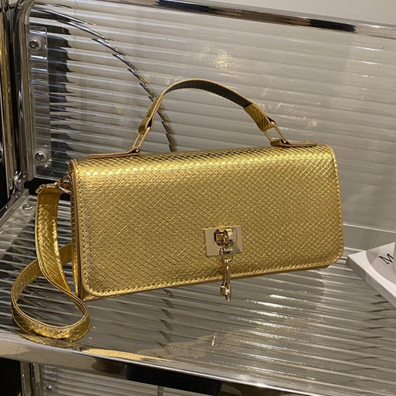 Bolsa de mão de cor sólida tendência 2025, design de nicho, versátil, grande capacidade, bolsa de ombro transversal, com fecho, bolsa feminina de temperamento