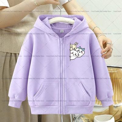Kawaii Chiikawas Spring Autumn Jacket Kid Clothes Cartoon Printed Hooded Sweatshirt Boys Girls Fashion Clothing Cute Coat Gifts