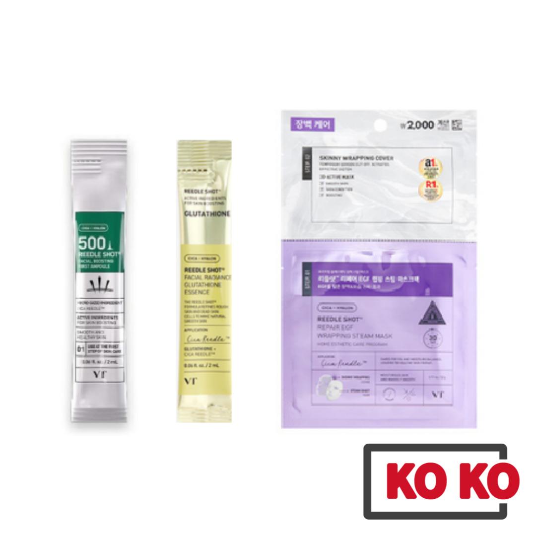 

[VT] [DAISO] VT Reedle Shot Collections Facial Boosting First Ampoule, Essence & Mask Sheet / S50, 100, 300, 500 Glutathione Mask 22g