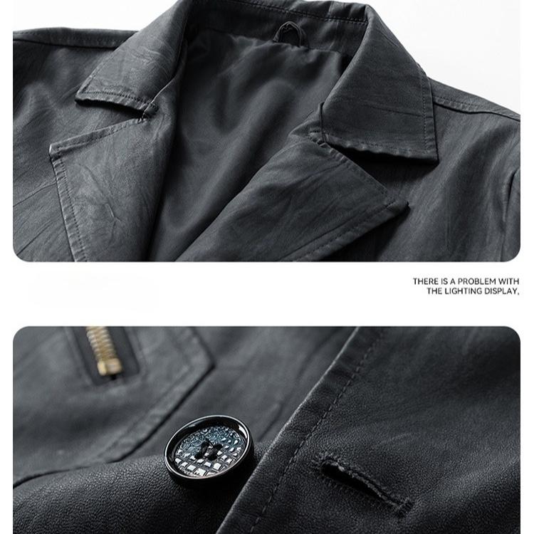 Retro American Biker Faux Leather Jacket Men Autumn Loose  All Match Fashion Motorcycle Casual Coat