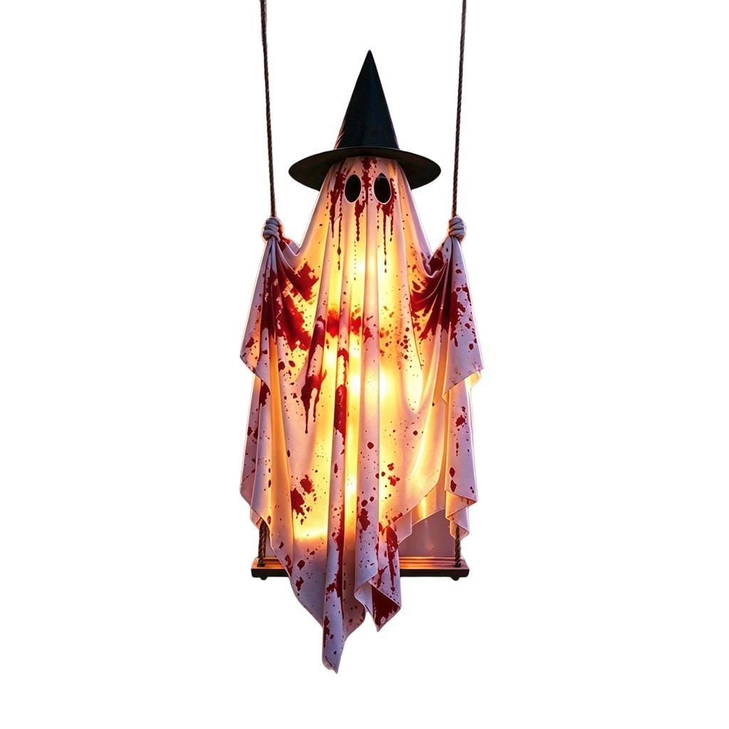 Halloween Swing Decoration - Glowing Cute Hanging Ornament for Outdoor Yard Garden Party Prop
