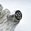 Vikings Style 316L Stainless Steel Celtic Knot Ring Punk Fashion Jewelry Size 7-13 Solid Round Ring