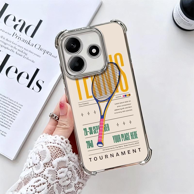 

Tennis Sport Soft Phone Case For Xiaomi Redmi Note 14 15 Pro Plus 13 12 11S 11T 5G 10 9S 9 Plating Anti-Fall Fundas Redmi Note 14 5G