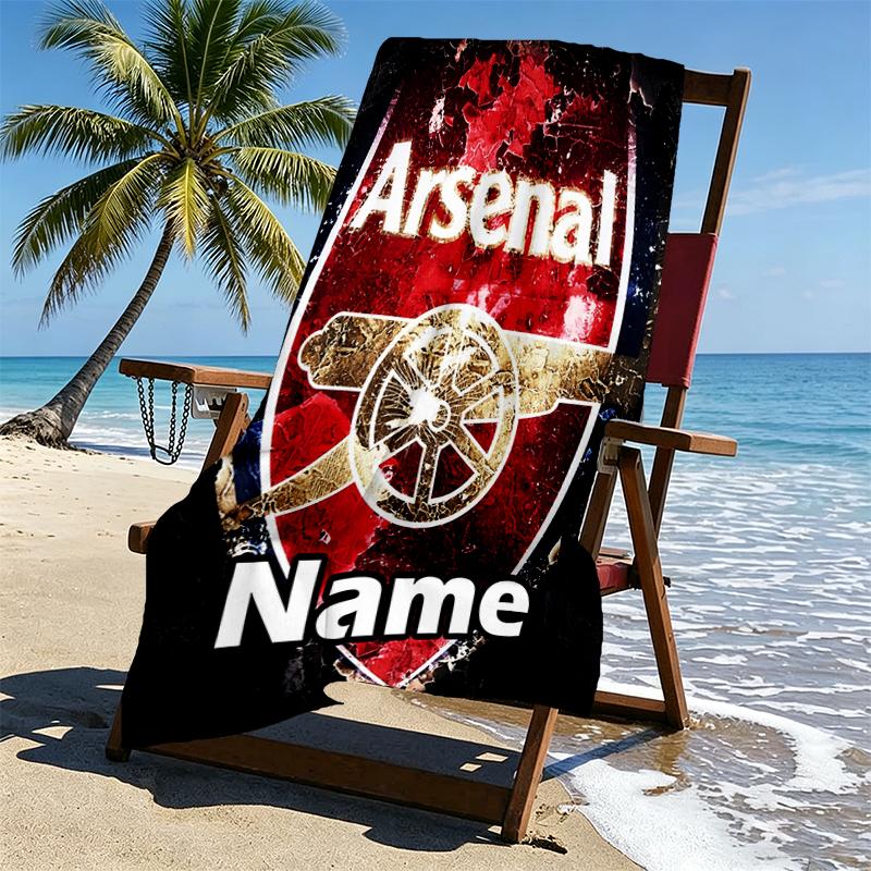 Custom Name Personalized football team Print Beach Towel, for Trip Camping Beach Party Home Decor, Birthday Gift for Family & Friends
