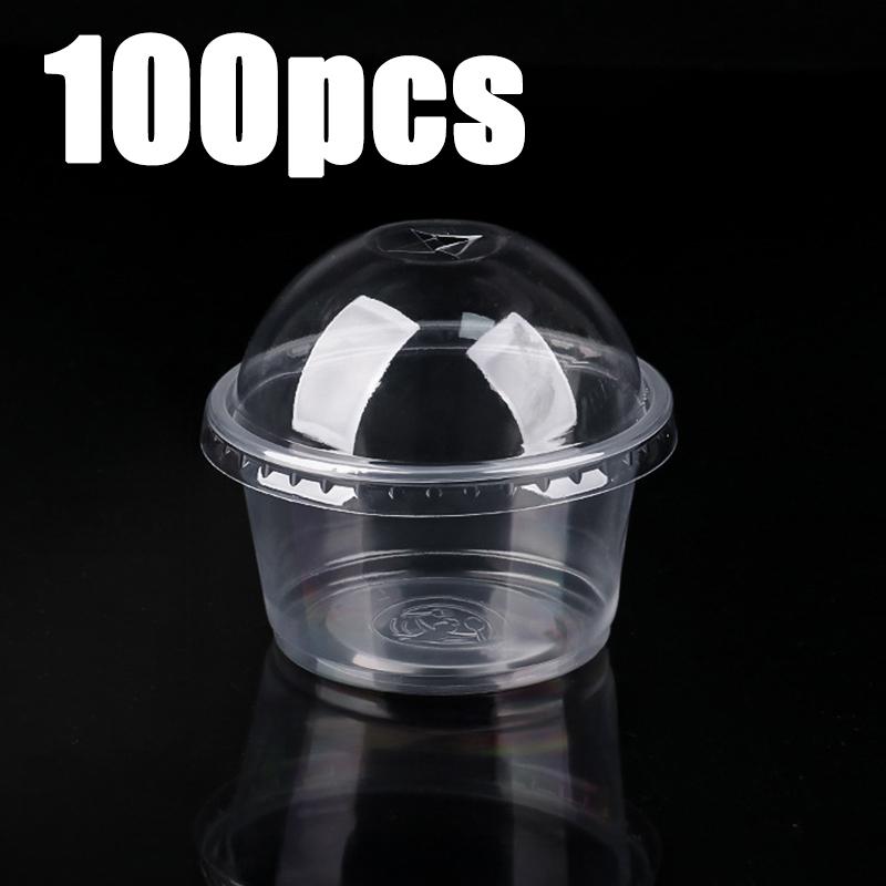 50/100PCS 250ML Disposable Plastic Pudding Cups Wiht Lids Ice Cream Double Skin Milk Disposable Cups Party Packing Dessert Cups