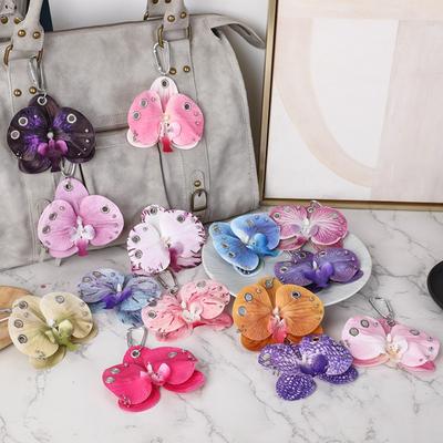 Simulation Flower Orchid Lily Keychain Colorful Flower Bag Pendant Butterfly Orchid Keychain