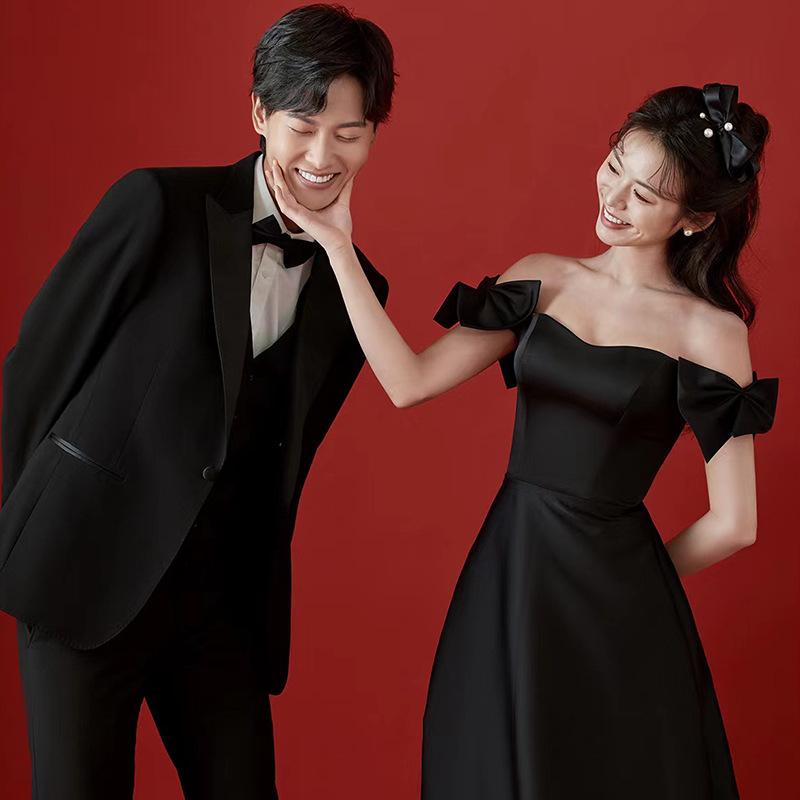 

Черное вечернее платье Свадьба Помолвка Свадебное фото Платье Парное платье Вечернее платье XXXL чёрный