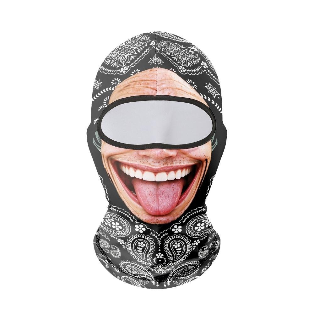 3D Face Printed Old Man Balaclava Face Mask Paisley Print Funny Face Funny Ski Mask Full Coverage Elastic Winter Mask Cover