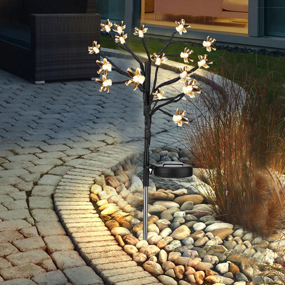 Solar Powered 20LED Lawn Light Warm Peach Tree Lamp for Outdoor Garden Road Courtyard
